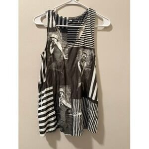 TCEC Women's Size S Tank Top Black White Graphic Print Racerback